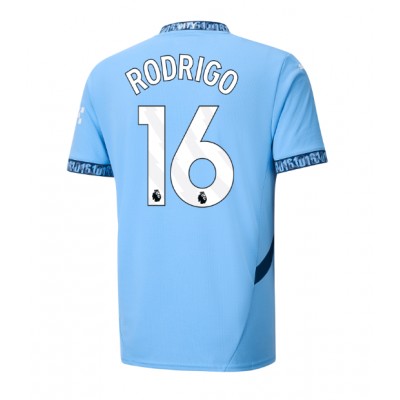 Moški Nogometni dresi Manchester City Rodri Hernandez #16 Domači 2024-25 Kratek Rokav Moški Nogometni dresi Manchester City Rodri Hernandez #16 Domači 2024-25 Kratek Rokav